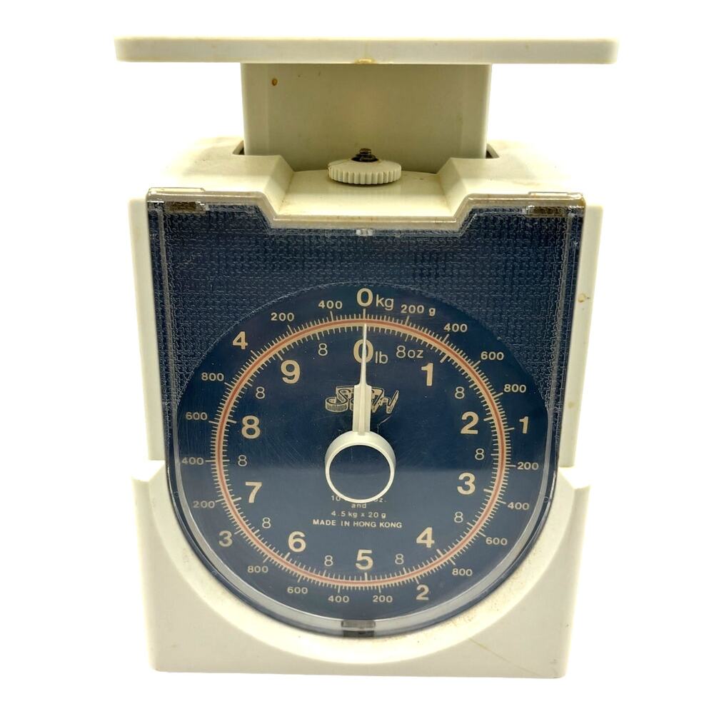 Vintage SSH 10 LB Analog Spring Kitchen Scale Off White/Blue Plastic Countertop